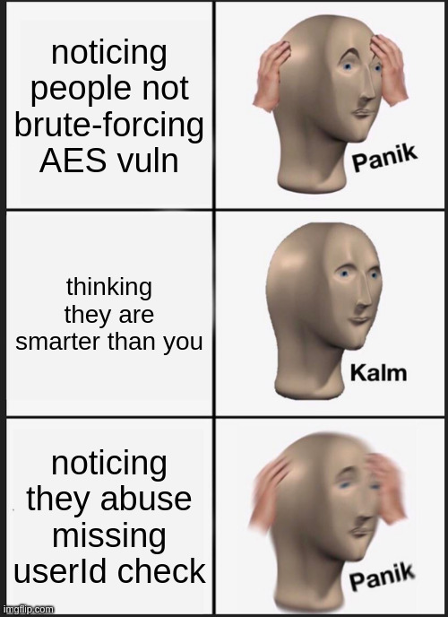 A meme about the crypto vuln bypass.